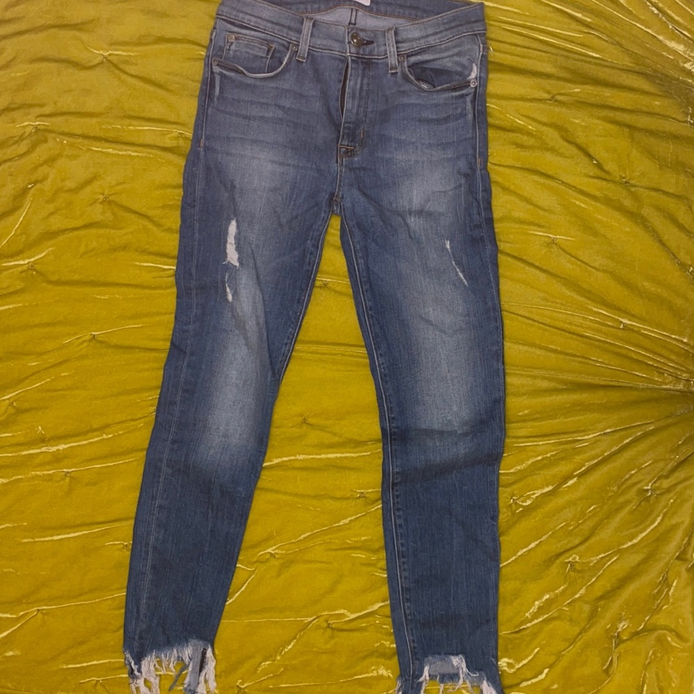 Light wash, denim, ripped HUDSON jeans.